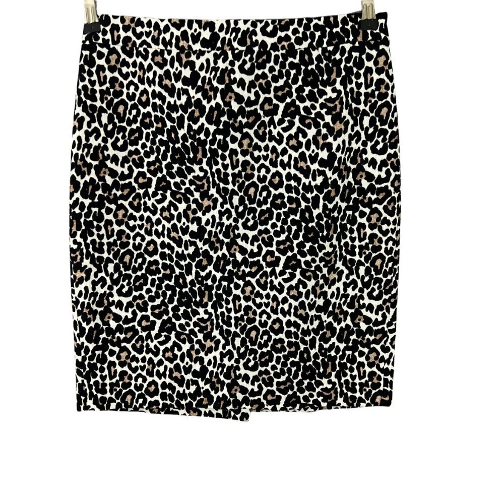 J Crew Leopard Print Pencil Skirt‎ Size 6